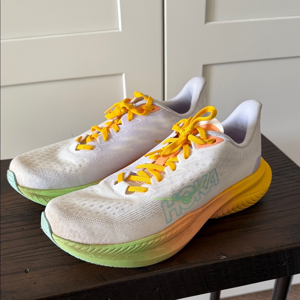 Hoka Sneakers - White and Yellow with Green Accents